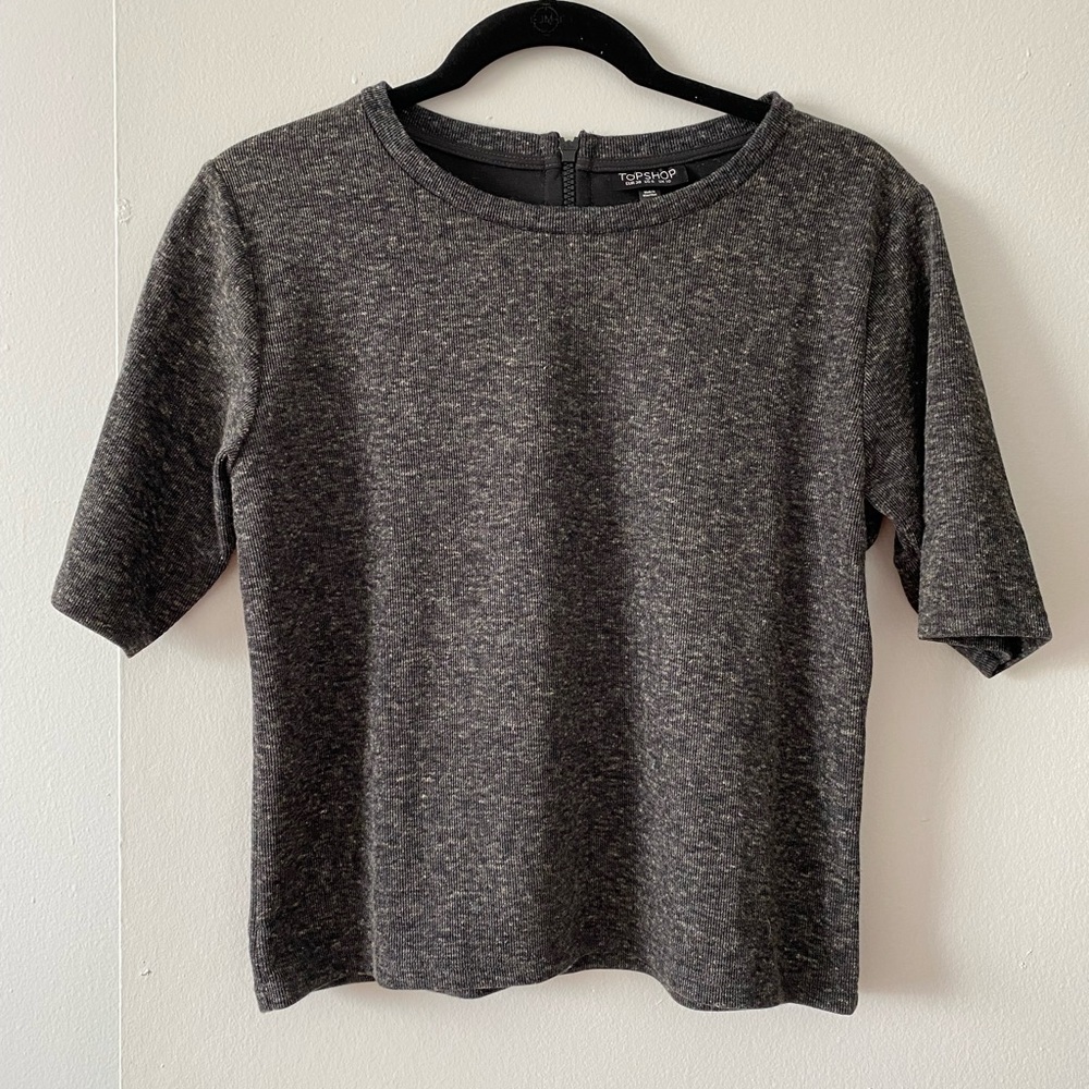 Topshop Gray Short Sleeved Top | Size 6 (M)